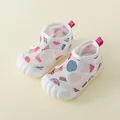 Breathable baby mesh walking shoes with colorful fruit prints and soft soles - Pink