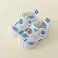 Breathable mesh baby toddler walking shoes with soft non-slip sole and hook-and-loop strap - Blue