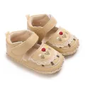 Schattige prinsessenschoenen voor baby's met zachte zool en bloemenborduur. - Abrikoos