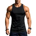 Professional men's quick-dry gym tank top in solid black, highlighting muscular physique - S / Tops / Black