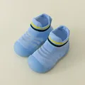 Summer breathable light blue baby toddler shoes with soft non-slip rubber soles and knit upper - Size 18-19 (Inner 11.5cm) / Blue (M10)