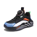 Boys' breathable mesh sneakers with quick-tie rotary buckle in blue and black finish. - 40 / Denim Blue