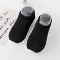 Comfortable black knit baby sock shoes featuring a flexible white wavy sole for toddlers - Black