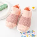 Comfortable pink and peach color-blocked slip-on baby toddler shoes with white sole - Patchwork Pink