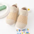 Comfortable baby knit sock shoes slip-on toddler sneakers for infants in beige and brown. - Patchwork Khaki