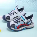 Lightweight breathable boys sport sandals with closed-toe design in white and blue - 26 / White Dark Blue