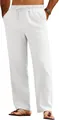 Men's summer white drawstring casual pants with loose fit and breathable texture - S / Bottoms / White