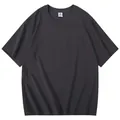 Ademend donkergrijs heren t-shirt van 100% katoen met korte mouwen voor de zomer - donkergrijs