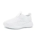 Breathable white mesh slip-on sports shoes for kids with comfortable thick sole - 28 / Ivory