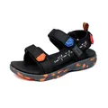 Boys' black lightweight beach sandals with orange camo sole and math formula design - Size 28 Inner Length 19.0cm / Boys Casual Sandals (8024) / Black