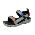 Lightweight boys' casual beach sandals featuring mathematical formula designs on grey straps - Size 28 Inner Length 19.0cm / Boys Casual Sandals (8024) / Gray