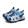 Blue and white boys' closed-toe sandals with non-slip soft sole for summer beach - 28 / Sky Blue