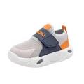Boys breathable mesh slip-on sneakers in grey blue and orange finish - 37 / Gray