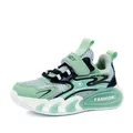 Boys breathable mesh sneakers in mint green and black for summer running - Grey Green