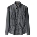 Men's grey long-sleeve tactical utility shirt with four pockets for casual wear - M / Tops / Gray