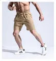 Short décontracté en coton kaki pour hommes avec tissu respirant et taille à cordon élastique - Kaki
