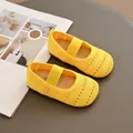 Ademende gele holgebreide slip-on Mary Jane prinsessenschoenen voor kleine meisjes - Geel