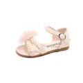 Pink girls' sandals featuring fabric flower and pearl strap detail for a princess look. - Size 23 Inner Length Approx 15CM / Pink