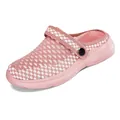 Comfortable pink breathable mesh clogs with checkered pattern and lightweight EVA sole - 35 / Pink