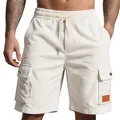 Weiße Cord-Cargoshorts für Herren mit lockerer Passform und praktischen Seitentaschen - Weiß