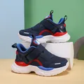 Baskets en maille respirante bleu marine pour garçons avec détails rouges et scratch - 28 / Maille Double Bleue
