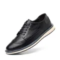 Elegante schwarze Brogue-Freizeitschuhe für Herren mit atmungsaktivem, strukturiertem Obermaterial - 40 / Schwarz