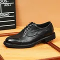 Handmade vintage black horsehide leather Goodyear welted Oxford shoes in British style - 38 / Black