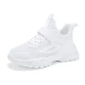Witte ademende mesh jongenssneakers met een comfortabele en verstelbare klittenband - Wit (Mesh Oppervlak)