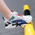 Breathable white mesh kids running shoe with blue accents and rotating dial lace - 28 / White Royal Blue Mesh (hd999)