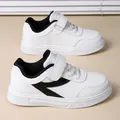 Casual white sneakers for girls featuring black accents and a practical Velcro strap closure - Size 30 / Inner Length approx 19.3cm / White Black (2188)