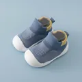 Breathable blue mesh baby walking shoes with soft non-slip soles for active toddlers - Inner Length 12.5cm / Breathable Sock Style (A14B) / Navy Blue