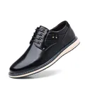Klassische schwarze Herren-Freizeitschuhe aus Leder mit Schnürdesign und rutschfester Sohle - 40 / Schwarz