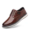 Braune Freizeit-Herrenschuhe aus Leder mit rutschfester Sohle und atmungsaktivem Design - 40 / Kaffeebraun