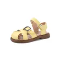 Yellow soft-soled closed-toe summer sandals for young girls with adjustable heart buckle - Size 23 (Inner Length 15.4cm) / Yellow