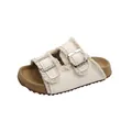 Stylish cream white fringe strap sandals with square buckles for kids and girls beach wear - Size 26 Inner Length 15.8cm / Beige