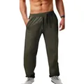Armeegrüne lockere schnelltrocknende Jogginghose für Herren mit Kordelzug und Bund - M / Unterteile / Armeegrün