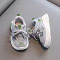 Breathable grey and green mesh chunky sneakers for toddlers aged 1-4 years old - Inner Length 14.5cm-Size 21 / Gray