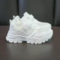 Breathable white mesh sneakers for kids with convenient velcro straps and thick soles - 26 / White
