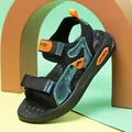 Boys non-slip sports sandals with iridescent blue panels and vibrant orange accents - 29 / Black Orange Floral
