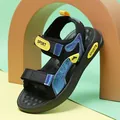 Lightweight boys' sports sandals with iridescent panels and Velcro straps. - 29 / Black & Gold
