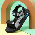 Boys non-slip athletic sandals with soft sole for casual beach and outdoor activities - 29 / Black Silver