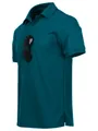 Teal quick-dry outdoor polo shirt with hanging sunglasses detail in macro side view - M / Tops / Navy Blue