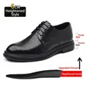 Schwarze perforierte Business-Schuhe für Herren mit 6cm unsichtbarer Erhöhungseinlage - 37 / Durchbrochener Stil mit 6cm Höhensteigerung / Schwarz