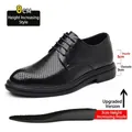 Schwarze, perforierte Business-Herrenschuhe mit 8 cm unsichtbarer Erhöhung für den Sommer - 37 / Durchbrochener Stil mit 8cm Höhensteigerung / Schwarz