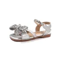 Sandales de princesse argentées pour filles avec un nœud en strass étincelant et semelle souple - Argent