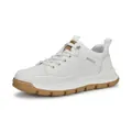 Eleganti sneaker da uomo in pelle bianca con spessa suola marrone e mesh traspirante - Bianco