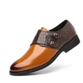 Elegante braune Herren-Monkstrap-Schuhe mit stilvoller Krokoleder-Struktur im Detail - 39 / Gelb