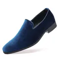 Mocassini classici da uomo in velluto blu reale con suola in gomma comoda e resistente - 39 / Blu