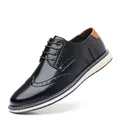 Klassischer schwarzer Leder-Herrenschuh Brogue mit lässiger cremefarbener Sohle SKU - 40 / Schwarz