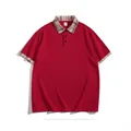 Red men's breathable polo shirt with stylish plaid collar and cuffs detailing. - S / Tops / Red